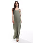 Pieces scoop neck maxi dress in green