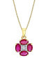 ფოტო #1 პროდუქტის Ruby (1-3/8 ct. t.w.) & Diamond (1/20 ct. t.w.) Flower 18" Pendant Necklace in 14k Gold