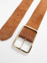 Фото #5 товара ASOS DESIGN suede square buckle low waist belt in tan