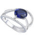 ფოტო #1 პროდუქტის Lab-Grown Blue Sapphire (2-1/3 ct. t.w.) & Lab-Grown White Sapphire (3/8 ct. t.w.) Openwork Statement Ring in Sterling Silver