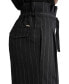 Women's Pinstripe Mid Rise Paperbag-Waist Cropped Pants Blk/parchm, 12 - фото #4