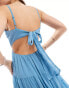 Anaya tie back tiered cami midaxi dress in blue