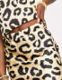 Heartbreak satin midi skirt with side split in leopard print