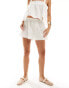 Фото #1 товара ASOS DESIGN poplin lace trim cotton shorts in white