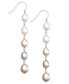 ფოტო #1 პროდუქტის Multi-Colored Cultured Freshwater Pearl Linear Earrings in Sterling Silver (7mm)