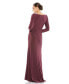 ფოტო #3 პროდუქტის Women's Draped Bateau Long Sleeve Trumpet Gown