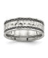 Stainless Steel Polished and Hammered 8mm Comfort Fit Band Ring