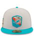 Фото #1 товара Men's Stone, Aqua Miami Dolphins 2023 Salute To Service 59FIFTY Fitted Hat
