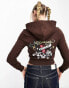 Ed Hardy chocolate crop zip through hoodie co-ord