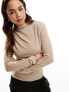 Фото #1 товара Stradivarius drape detail knitted top in beige