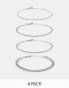 Фото #1 товара ASOS DESIGN 4 pack chain bracelet set in silver tone