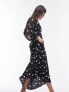 Topshop gathered bust midi dress in mono spot jacquard 32 - фото #11