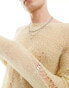 Фото #3 товара COLLUSION fine knit distressed jumper in light yellow