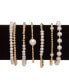 Cultured Freshwater Pearl (4-1/2 - 5mm) & Polished Bead Half & Half Stretch Bracelet in 18k Gold-Plated Sterling Silver