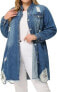 Фото #1 товара Agnes Orinda Jean Jacket for Women Plus Size Distressed Oversized Denim Size 3X