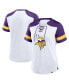 Women's White/Purple Minnesota Vikings Foiled Primary Lace-Up T-Shirt