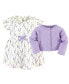 Фото #5 товара Baby Girls Baby Organic Cotton Dress and Cardigan 2pc Set, Lavender