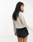 Фото #2 товара ASOS DESIGN light weight marled boxy long sleeve top in oatmeal marl