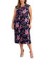 Фото #1 товара Plus Size Printed Cowlneck Midi Dress