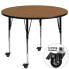 Фото #1 товара Mobile 48'' Round Oak Thermal Laminate Activity Table - Standard Height Adjustable Legs