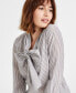 ფოტო #3 პროდუქტის Women's Tie-Neck Long-Sleeve Smocked-Cuff Top, Created for Macy's