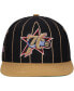 Men's Black, Gold Philadelphia 76ers Hardwood Classics Pinstripe Snapback Hat