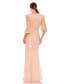 Фото #3 товара Women's Sequined Faux Wrap Puff Sleeve Gown