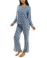 ფოტო #6 პროდუქტის Women's 2-Pc. Printed Henley Pajamas Set
