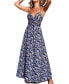 Women's Blue Floral Sweetheart Twist & Keyhole Maxi Beach Dress