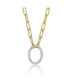 ფოტო #1 პროდუქტის Rectangle-shaped 14k Gold-plated Chain With Round-brilliant stones Pendant Cubic Zirconia In Sterling Silver.