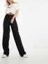 Stradivarius tailored straight leg trouser in black