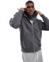 Pull&Bear zip through hoodie in dark grey