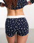 Фото #3 товара ASOS DESIGN mix & match ditsy print pyjama short with exposed waistband and picot trim in navy