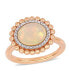 ფოტო #1 პროდუქტის Opal (2-3/4 ct.t.w.) and Diamond (1/10 ct.t.w.) Halo Ring in 14k Rose Gold