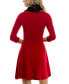 ფოტო #2 პროდუქტის Juniors' Attached-Scarf Pull-On Fit & Flare Sweater Dress