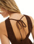 Фото #2 товара ASOS DESIGN racer crinkle midi sundress with scoop back in chocolate brown