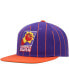 Фото #2 товара Men's Purple, Orange Phoenix Suns Hardwood Classics Pinstripe Snapback Hat