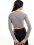 Фото #3 товара ASOS DESIGN fitted long sleeve crop top in grey