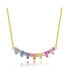 Teens/Young Adults 14k Gold Plated with Rainbow Gemstone Cubic Zirconia Linear Cluster Fringe Pendant Necklace