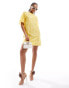 & Other Stories mini dress with short volume puff sleeves in yellow floral print