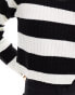 JJXX cropped boxy stripe ribbed jumper in black & beige