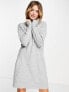 Фото #4 товара Vero Moda roll neck mini jumper dress in grey melange
