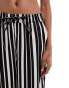 ONLY Tall wide leg trouser in black and white stripe Черный, S - EU 36 - фото #4