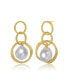 Sterling Silver 14K Gold Plated with Genuine Freshwater Drop Pearl Modern Earrings