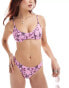 Weekday Drop scoop neck bikini top in pink tattoo print exclusive to ASOS