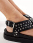 & Other Stories leather cross strap sandals in black with metal studs