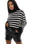 Фото #2 товара NA-kd nigh neck striped jumper in black and white