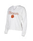 ფოტო #1 პროდუქტის Women's White Clemson Tigers Sienna Notch Neck Long Sleeve T-shirt