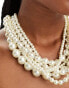 Фото #4 товара ASOS DESIGN necklace with multirow faux pearl and ribbon detail