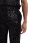 Фото #5 товара ASOS DESIGN smart co-ord vintage flare trouser in black sequin